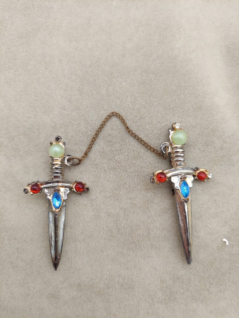 Vintage Jeweled Dagger Pins Unique Renaissance OOAK